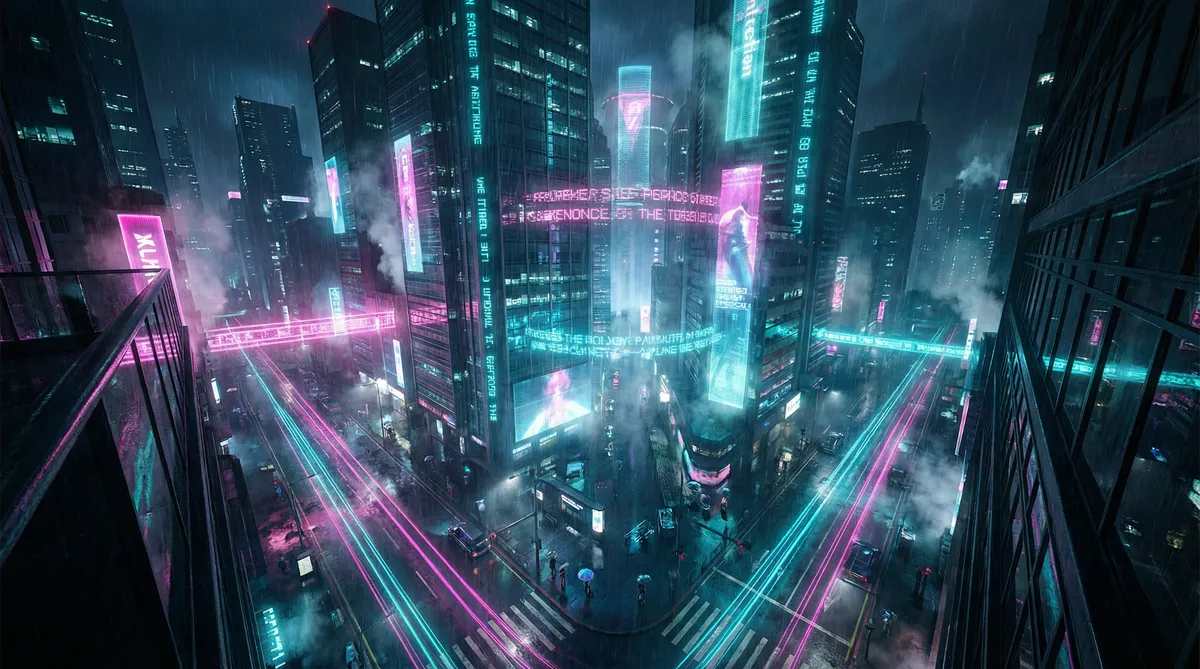 《媳妇的美好时代》 竖屏短剧平台首页背景 - 赛博朋克都市夜景